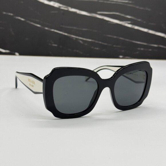 NEW PRADA PR16YS 09Q5S0 WOMEN OVERSIZED BLACK WHITE SUNGLASSES PRADA PR 16YS - Picture 6 of 12